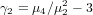 γ2 = μ4∕μ22 - 3
